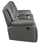 Motion loveseat upholstered in gray performance-grade leatherette by Coaster additional picture 6