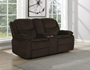 Motion loveseat upholstered in brown performance-grade chenille by Coaster additional picture 2