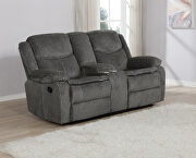 Motion loveseat upholstered in charcoal performance-grade chenille by Coaster additional picture 4