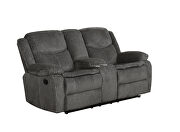 Motion loveseat upholstered in charcoal performance-grade chenille by Coaster additional picture 5