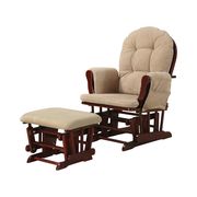 Glider chair w/ ottoman in tan beige microfiber by Coaster additional picture 4