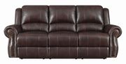 Traditional brown reclining sofa with nailhead studs additional photo 5 of 7