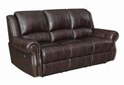 Traditional brown reclining sofa with nailhead studs by Coaster additional picture 7