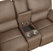 Motion sofa upholstered in mocha brown performance-grade coated microfiber additional photo 3 of 8