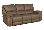 Motion sofa upholstered in mocha brown performance-grade coated microfiber by Coaster additional picture 7