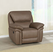 Recliner upholstered in mocha brown performance-grade coated microfiber by Coaster additional picture 3