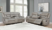 Motion sofa upholstered in taupe performance-grade leatherette by Coaster additional picture 11