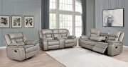 Motion sofa upholstered in taupe performance-grade leatherette by Coaster additional picture 13