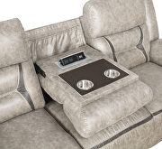 Motion sofa upholstered in taupe performance-grade leatherette by Coaster additional picture 8