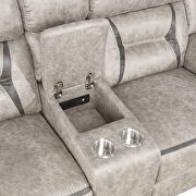 Motion sofa upholstered in taupe performance-grade leatherette by Coaster additional picture 9