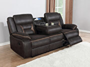 Motion sofa upholstered in dark brown performance-grade leatherette by Coaster additional picture 3