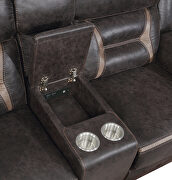 Motion sofa upholstered in dark brown performance-grade leatherette by Coaster additional picture 6
