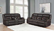 Motion sofa upholstered in dark brown performance-grade leatherette by Coaster additional picture 8