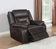 Motion sofa upholstered in dark brown performance-grade leatherette by Coaster additional picture 10