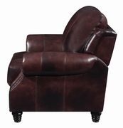 Tri-tone traditional full leather brown couch additional photo 5 of 7