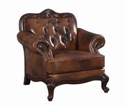 Classic top grain warm brown leather sofa additional photo 2 of 7