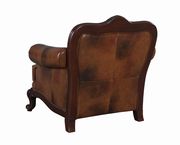 Classic top grain warm brown leather sofa additional photo 3 of 7