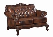Classic top grain warm brown leather sofa additional photo 4 of 7