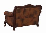 Classic top grain warm brown leather sofa additional photo 5 of 7