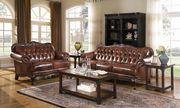 Classic top grain warm brown leather sofa by Coaster additional picture 8