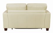 Affordable cream faux leather sofa additional photo 3 of 8