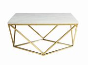 Modern gold coffee table w/ white faux marble top by Coaster additional picture 3
