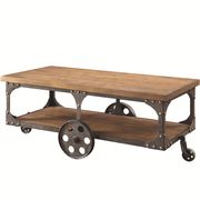 Rustic wood / metal wheeled coffee table by Coaster additional picture 2