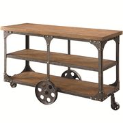 Rustic wood / metal wheeled coffee table by Coaster additional picture 3