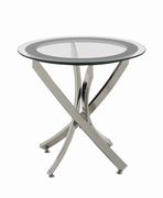 Round glass cocktail table x-shaped chrome legs additional photo 2 of 4