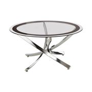 Round glass cocktail table x-shaped chrome legs additional photo 3 of 4