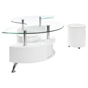 Curved glass top coffee table with stools white high gloss by Coaster additional picture 2