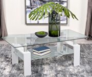 Rectangular glass top coffee table with shelf white by Coaster additional picture 4