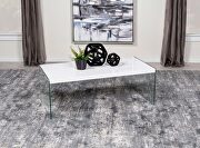 Opal rectangular coffee table with clear glass legs white high gloss by Coaster additional picture 10