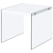 Square end table with clear glass legs white high gloss by Coaster additional picture 4