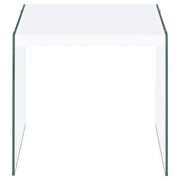 Square end table with clear glass legs white high gloss by Coaster additional picture 5