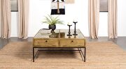 4-drawer square clear glass top coffee table honey brown by Coaster additional picture 9