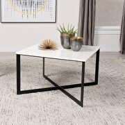 Square marble top coffee table white and black by Coaster additional picture 7