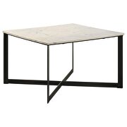 Square marble top coffee table white and black by Coaster additional picture 8