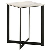Square marble top end table white and black by Coaster additional picture 7