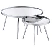 2-piece round mirror top nesting coffee table chrome by Coaster additional picture 11