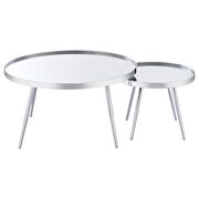 2-piece round mirror top nesting coffee table chrome by Coaster additional picture 4