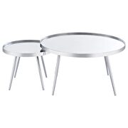 2-piece round mirror top nesting coffee table chrome by Coaster additional picture 8