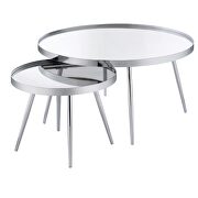 2-piece round mirror top nesting coffee table chrome by Coaster additional picture 9