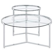 2-piece round glass top nesting coffee table clear and chrome by Coaster additional picture 11