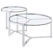 2-piece round glass top nesting coffee table clear and chrome by Coaster additional picture 12