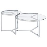2-piece round glass top nesting coffee table clear and chrome by Coaster additional picture 5