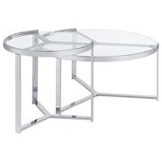 2-piece round glass top nesting coffee table clear and chrome by Coaster additional picture 6