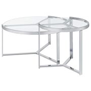 2-piece round glass top nesting coffee table clear and chrome by Coaster additional picture 8