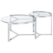 2-piece round glass top nesting coffee table clear and chrome by Coaster additional picture 9