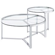 2-piece round glass top nesting coffee table clear and chrome by Coaster additional picture 10